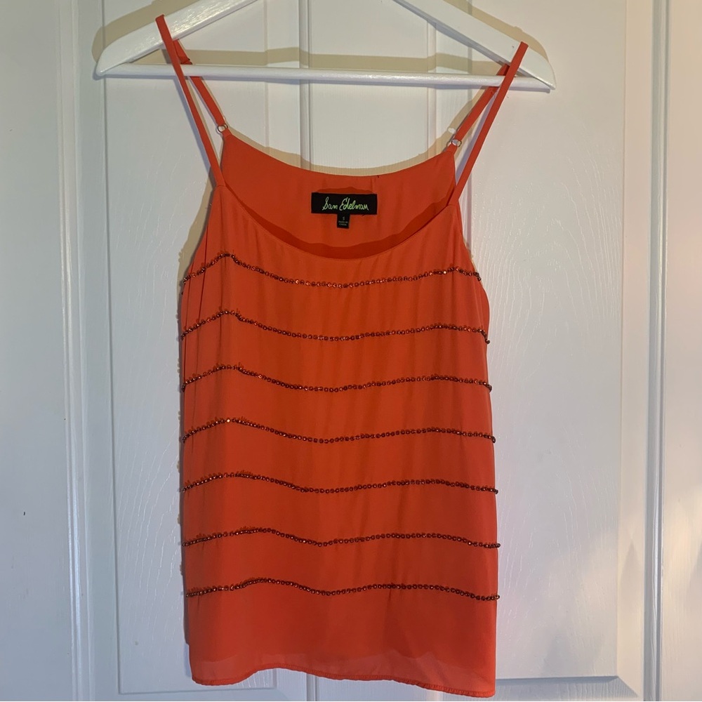 Sam Edelman Orange Tank With Rhinestone Details Women’s Size Small